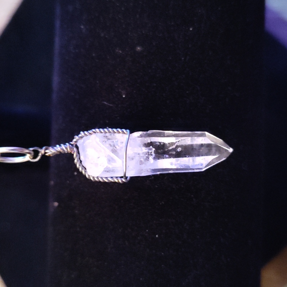 Handcrafted Wire Wrapped Natural Clear Quartz Crystal Necklace